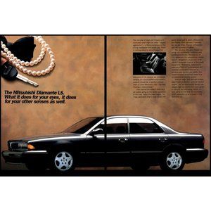 1994 Mitsubishi Diamante LS Sedan 2 Page Vintage Print Ad Black Tie Pearls Photo